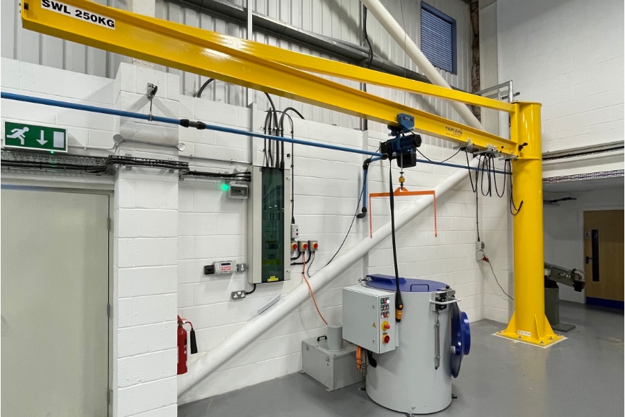 manual centrifuge swarf spinners customer installation - swarf centrifuge fitted with lifting gantry